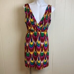 Alice + Olivia Alameda Ikat Peacock Dress Womens Size Small V Neck Summer